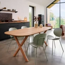 Mesas De Jantar-CASA Acacia Mesa De Jantar Com Pernas Em X