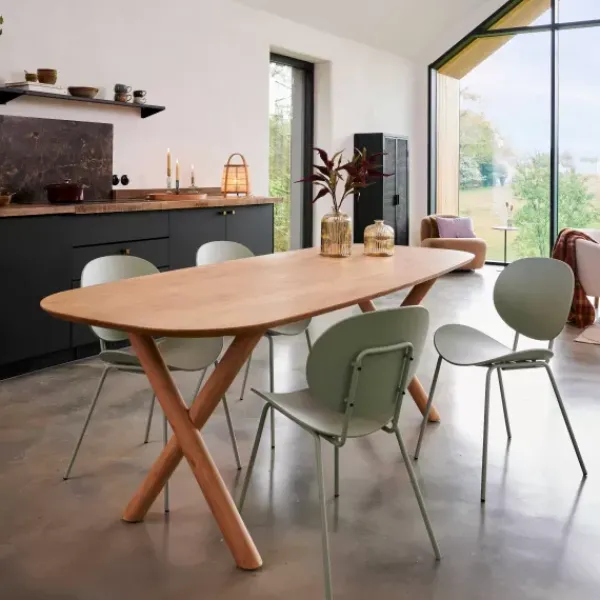 Mesas De Jantar-CASA Acacia Mesa De Jantar Com Pernas Em X