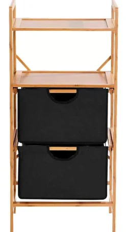 Cómodas-CASA Bamboo C Moda De 2 Gavetas Preto, Natural