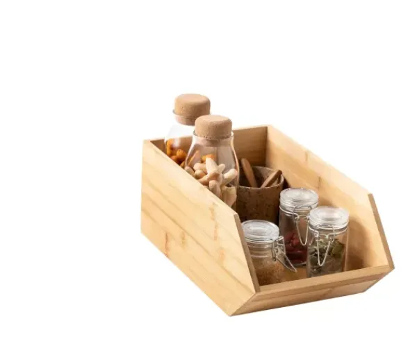 Caixas De Alimentos-CASA Bamboo Organizador Empilh Vel Natural