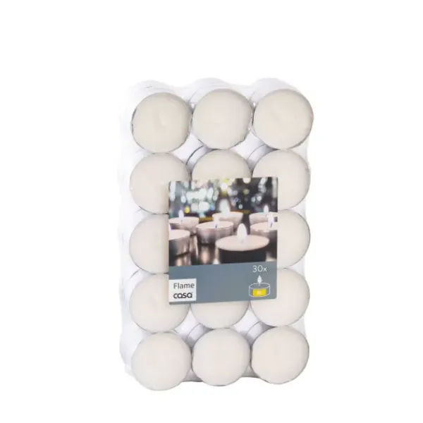 Velas-CASA Flame 30 Velas Para Lamparinas Branco