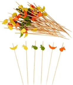 Acessórios Cocktail-CASA Fruities Picadores Conjunto De 50 Mistura De 3 Cores Cor-De-Laranja, Amarelo, Verde