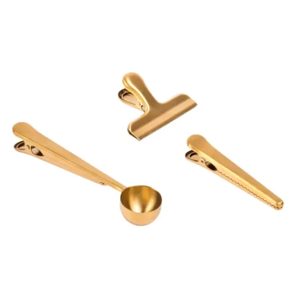 Acessórios De Cozinha-CASA Goldy Clipes Conjunto De 3 Dourado
