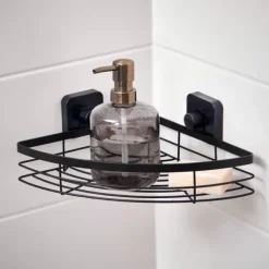 Acessórios De Duche-CASA Industria Cesto Canto P/Duche Com Ventosas Preto
