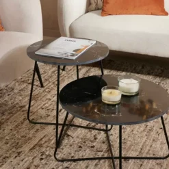 Mesas De Apoio-CASA Marbo Mesa De Centro Preto
