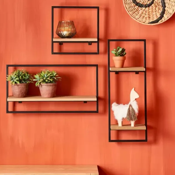Estantes De Parede-CASA Mix&Match Estante De Parede Preto, Natural