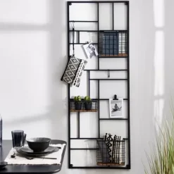 Estantes De Parede-CASA Modular Estante De Parede Preto