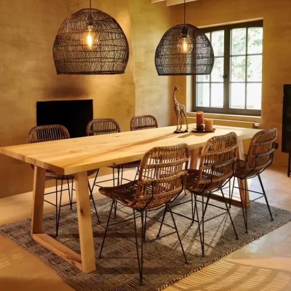 Mesas De Jantar-CASA New Oak Mesa De Jantar Com Pernas Triangulares De Madeira