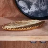 Pratos Decorativos-CASA Palm Folha Decorativa Dourado