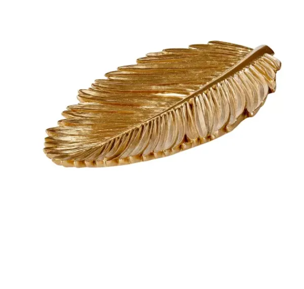 Pratos Decorativos-CASA Palm Folha Decorativa Dourado
