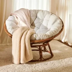 Poltronas-CASA Papasan Cadeira Lounge Natural, Cru