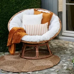Poltronas-CASA Papasan Cadeira Lounge Natural, Cru
