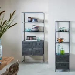 Estantes De Parede-CASA Pharma Estante De Parede Com 4 Gavetas Preto