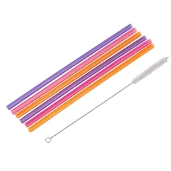 Acessórios Cocktail-CASA Slurp Palhas Reutiliz Veis Conjunto De 6 Mistura De 3 Cores Cor-De-Laranja, Roxo, Rosa