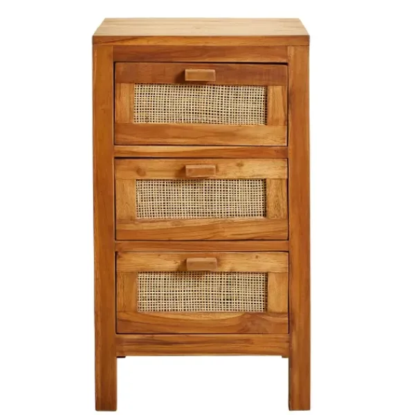 Cómodas-CASA Teck C Moda De 3 Gavetas Natural
