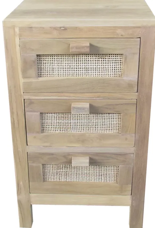 Cómodas-CASA Teck C Moda De 3 Gavetas Natural