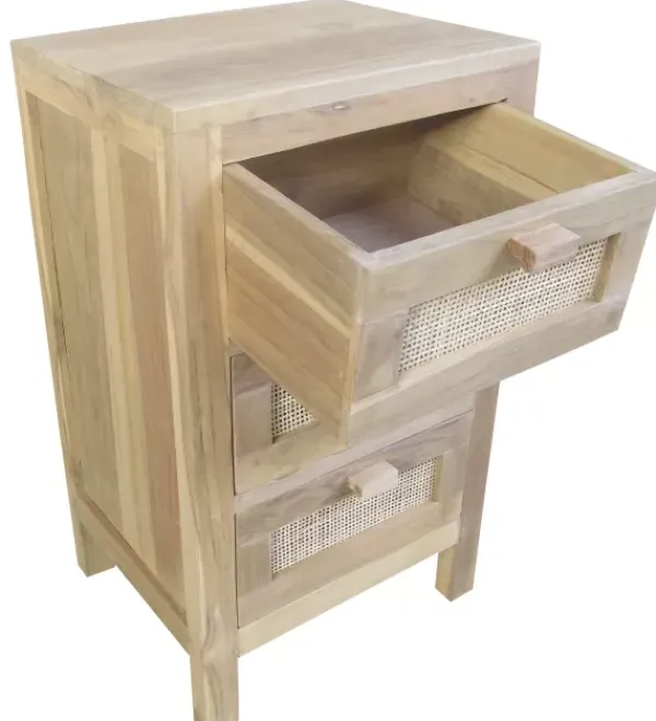 Cómodas-CASA Teck C Moda De 3 Gavetas Natural