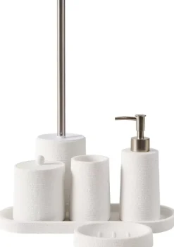Acessórios Sanita-CASA White Elegance Escova Sanita Em Suporte Branco, Prateado