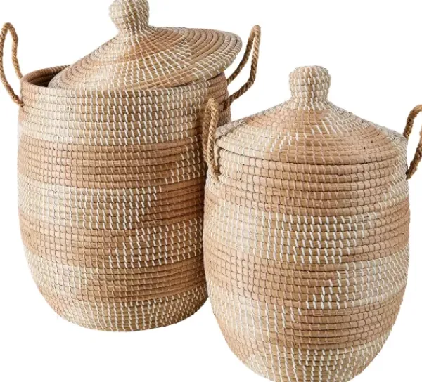 Cestos Para Roupa-CASA Yasmine Cesto Luxuoso Com Tampa Branco, Natural